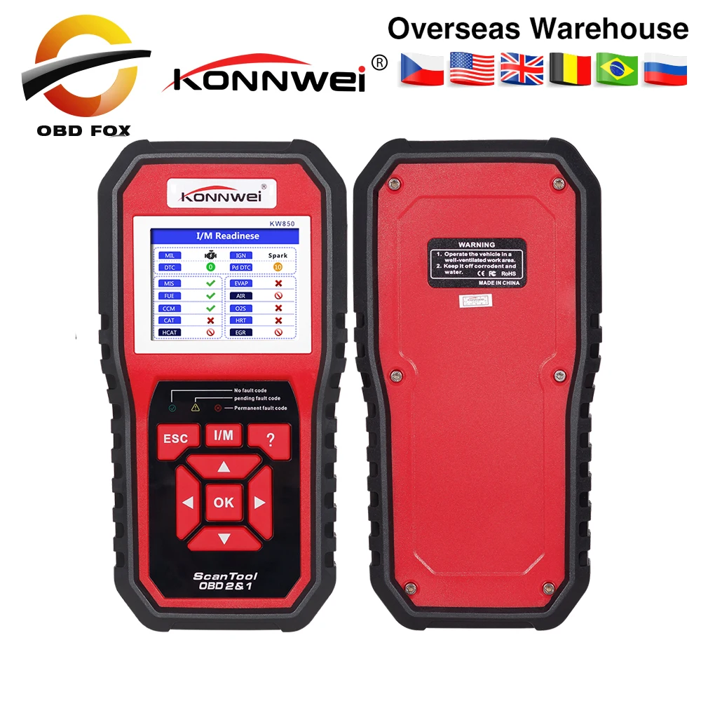 Лучший OBD 2 Автосканер OBD2 сканер KONNWEI KW850 полный ODB2 сканер поддерживает несколько языков кВт 680 считыватель кодов Сканер