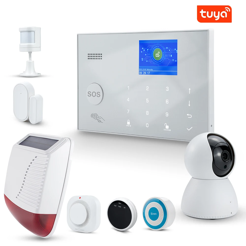 

Awaywar Tuya 433MHz Wireless WIFI GSM RFID Security Alarm System kit APP Remote Control Burglar Smart Home PIR Door Detector