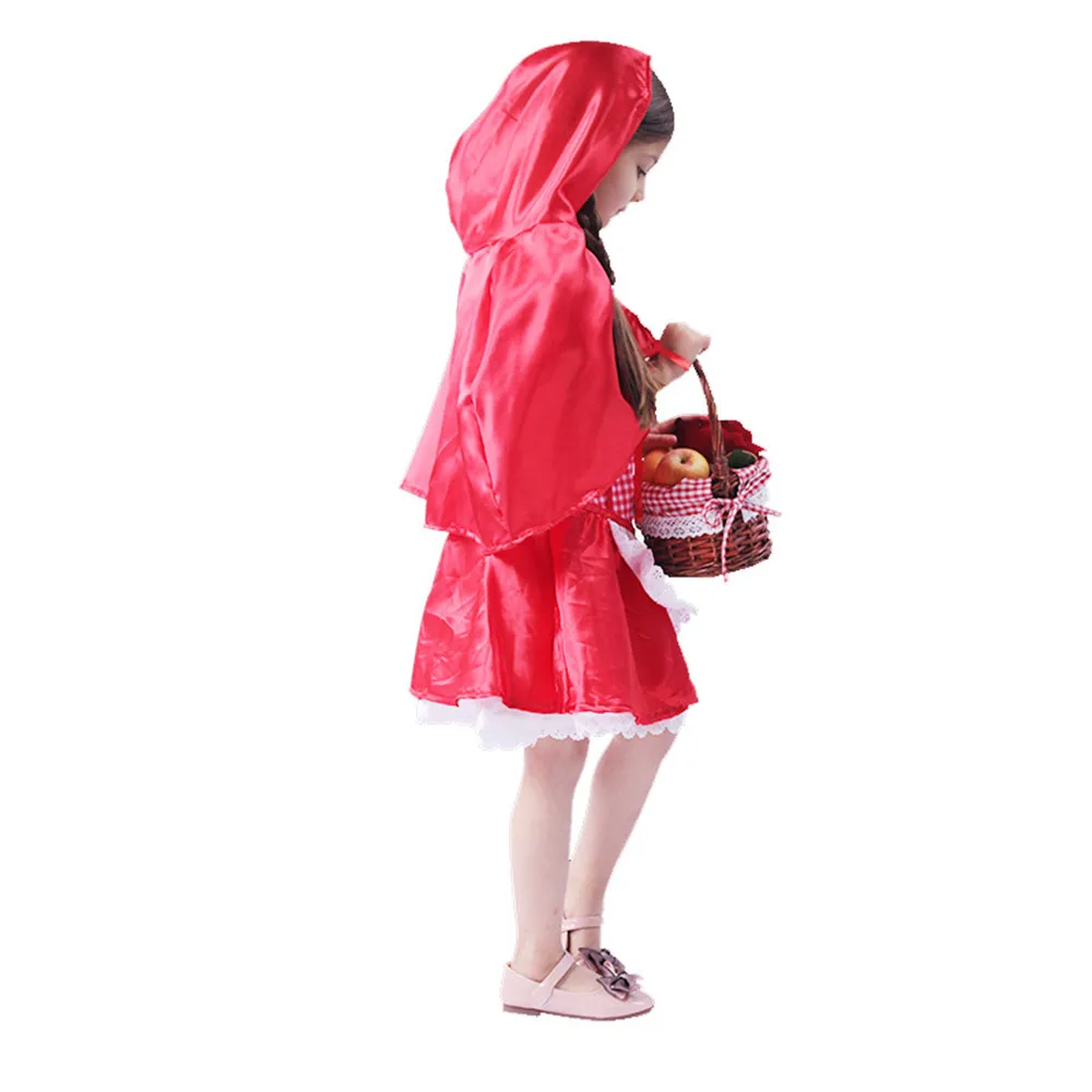 Маскарадный костюм красного цвета с капюшоном и плащом для девочек |