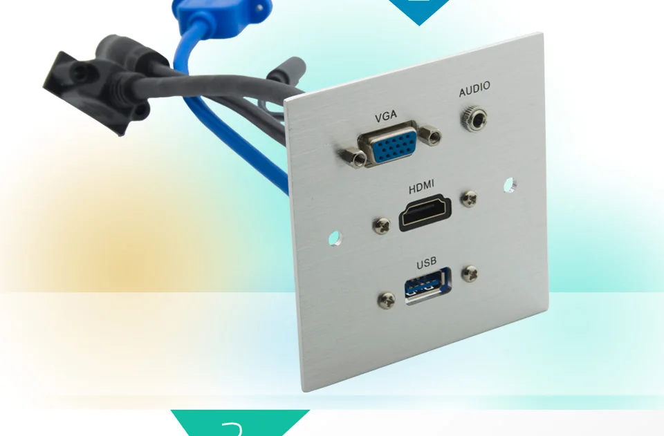 1 банда алюминий 86 стиль VGA 3,5 мм стерео аудио HDMI USB 3,0 Женский к женской стеновой пластине с задней стороны 20 см длина короткий кабель