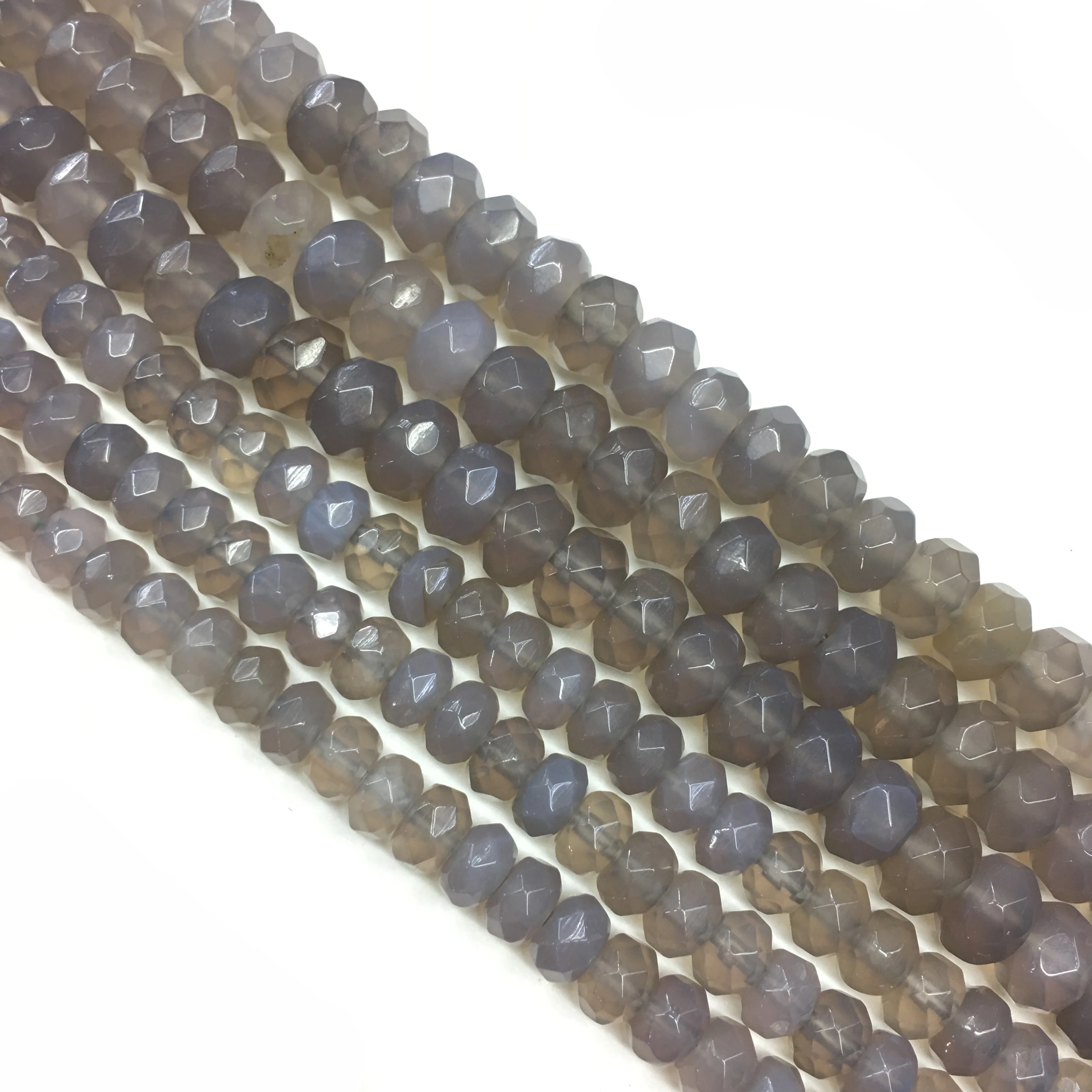 Заводская цена натуральный камень Серый агат граненые Рондель свободные бусины