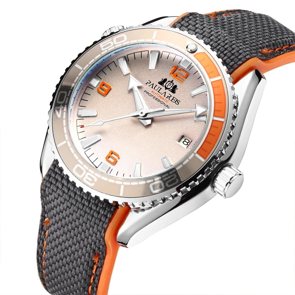 

Мужские механические наручные часы с автоматическим автоподзаводом на резиновом ремешке оранжевые синие красные роскошные часы