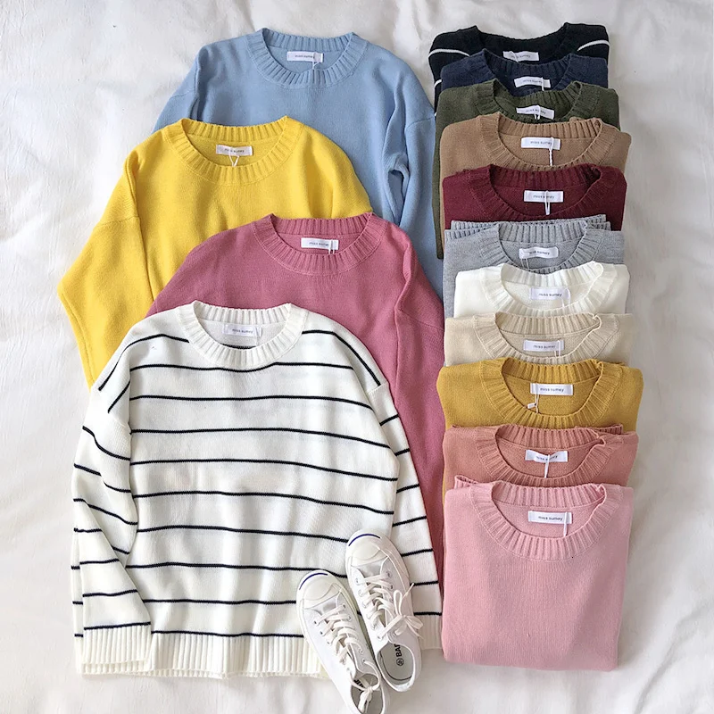 

Korean Fashion Autumn Winter Women Knitted Sweater Thin All-match Basics Round Neck Knitting Jumper Tops Turtleneck Pull Femme 1