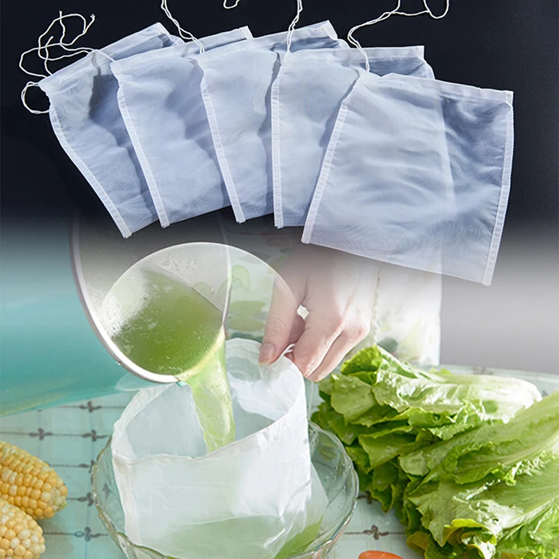 

MENGXIANG 1Pcs Nut Milk Bag Reusable Commercial Food Grade Fine Nylon Mesh Food Strainer & Cheese Maker Coffee & Tea Filter