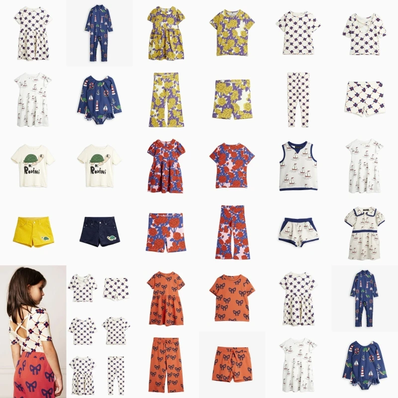 

Оригинальный стиль 2021, летнее новое платье серии MR с цветочным принтом для девочек, костюм из футболки и брюк для мальчиков