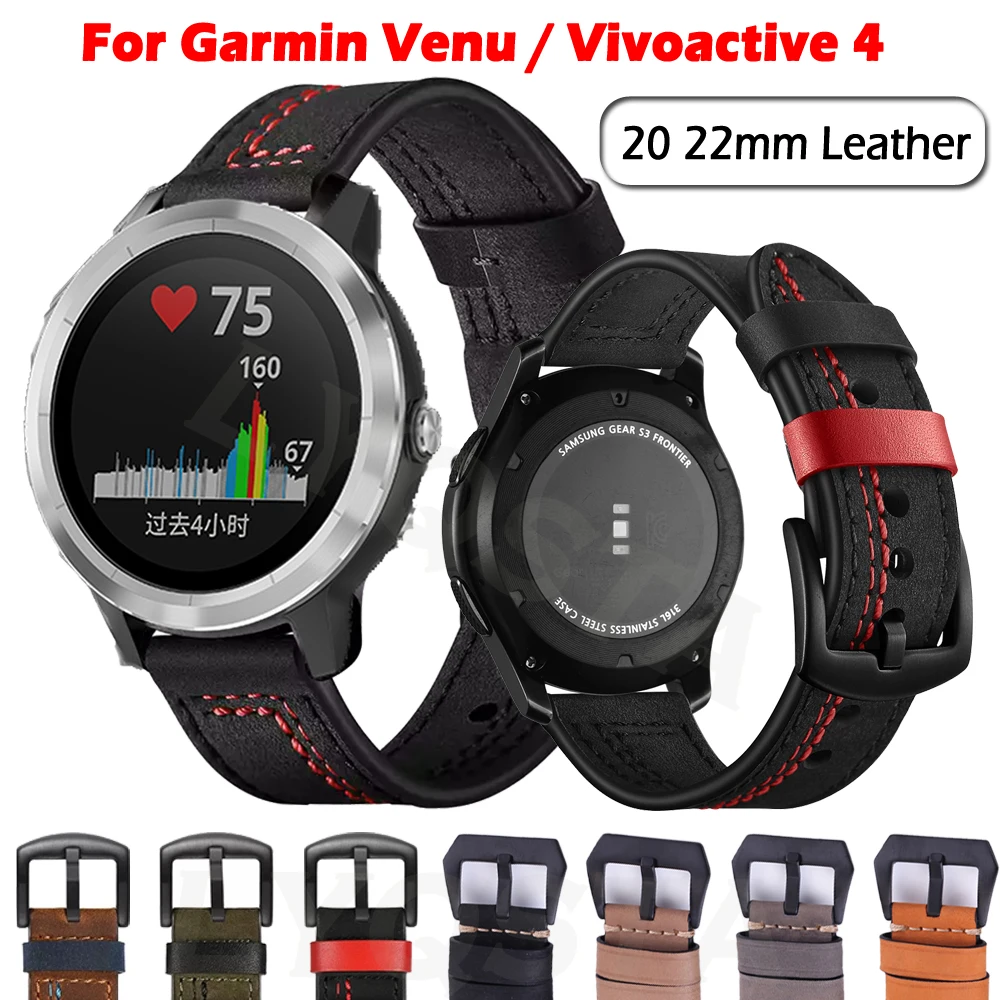 

Ремешок кожаный для наручных часов Garmin Forerunner 245/645/158/745/55/3/4, 20 22 мм