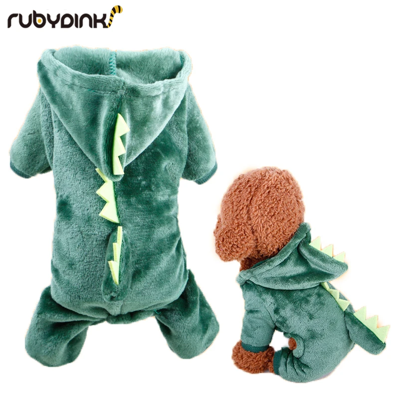 Забавная собака зимний костюм динозавр Косплей Одежда Щенок теплая одежда