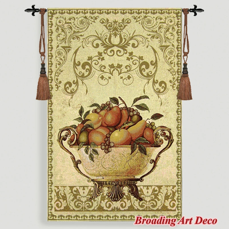 

Pot of Fruit -I Jacquard Weave Art Tapestry Wall Hanging Gobelin Home Textile Decoration Aubusson Cotton 100% Big Size 139x89cm