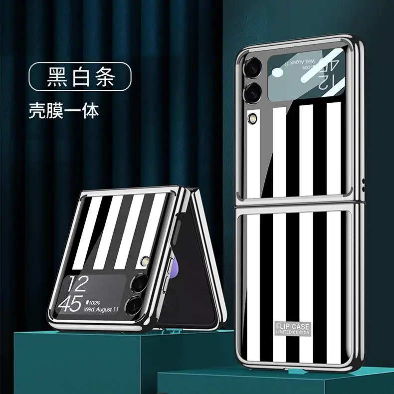 

Чехол для телефона в полоску для Samsung Galaxy Z Flip 3 5G, Жесткий Чехол из поликарбоната с рисунком, защитный чехол, совместимый с Zflip3