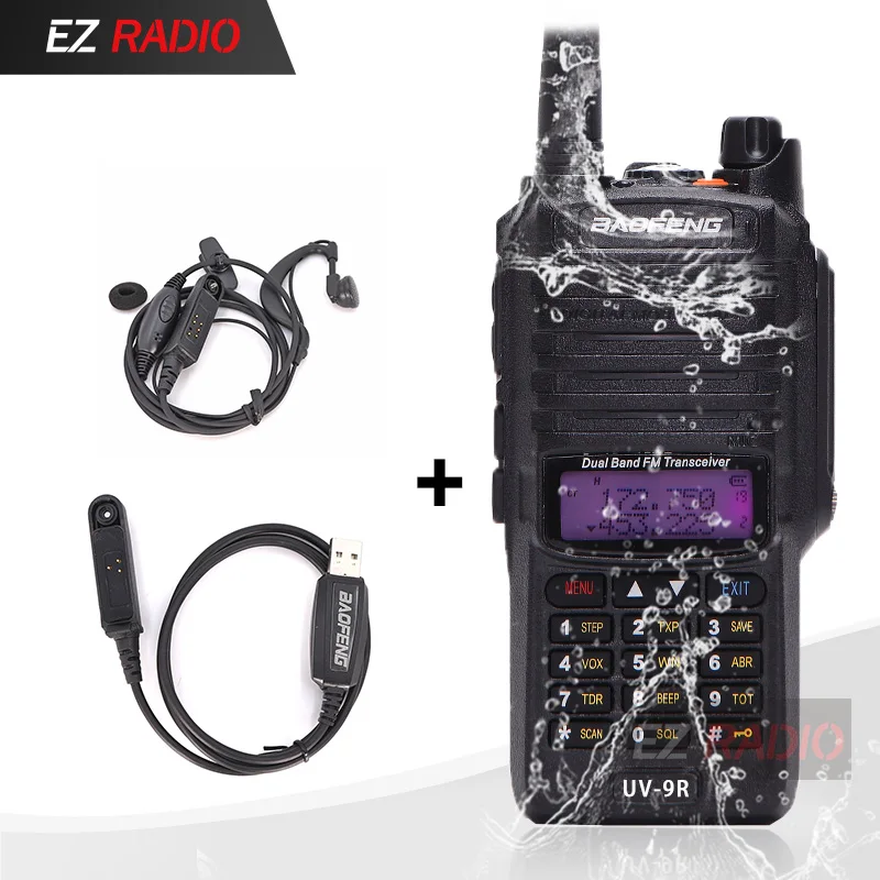 Add Cable-Headset Baofeng 8 W радио UV-9R Водонепроницаемый IP67 Walkie Talkie 10 км Baofeng UV-XR GT-3WP UV-5S UV-5R WP Long Range радио для охоты - Цвет: Add Cable-Headset