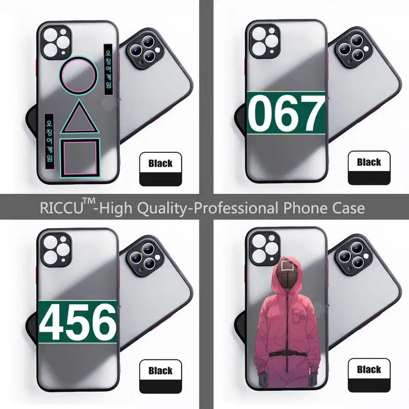 

Squid Game Korea Phone Case Colorful Bumper Shockproof Trasparent For iPhone 12 11 Pro Max XR X XS 7 8 Plus Cover