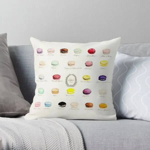 Laduree Macarons Flavor Menu Printing Throw Pillow Cover Case Decor Office Comfort Decorative Fashion Hotel Pillows not include | Дом и сад