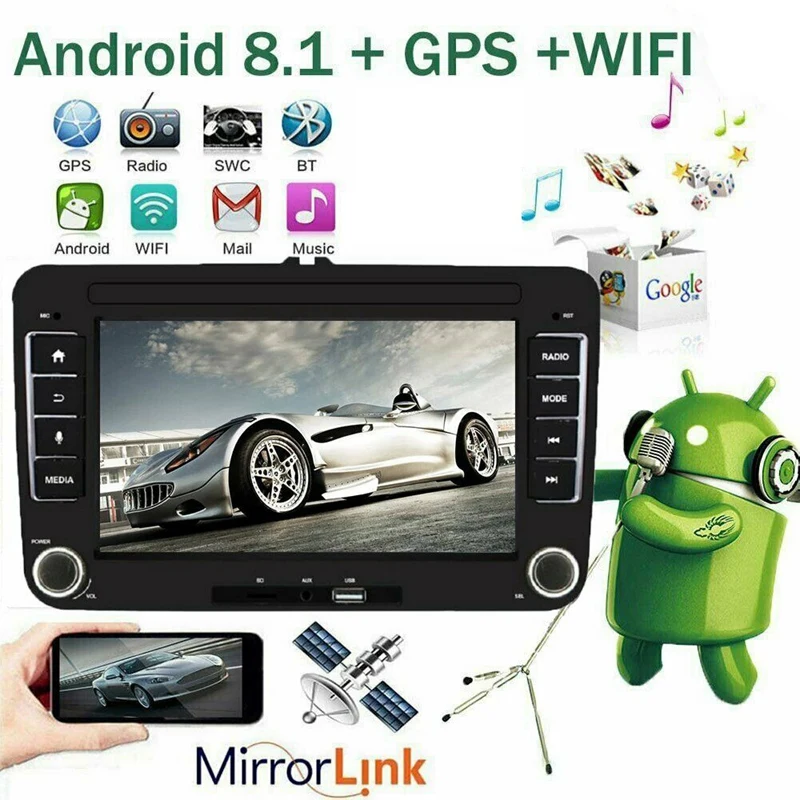 7 дюймов Автомобильный стерео радио Android 8 1 GPS 2DIN Navi для VW GOLF 5V 6 Jetta PASSAT вариант PM |