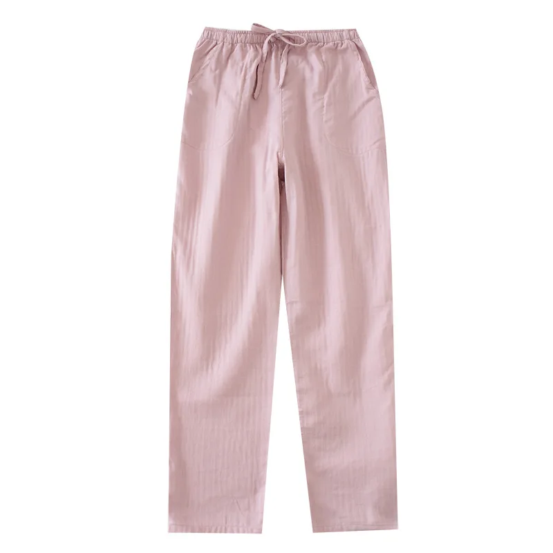 Summer Spring Gauze Cotton Solid Homewear Long Pants Men Sleep Bottoms Loose Thin Casual Sleeping Pants Women Sleepwear Trousers