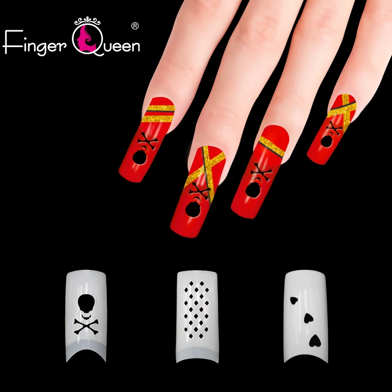 1 Набор накладные акриловые ногти в виде черепа/сетки/сердца 3 вида|Накладные