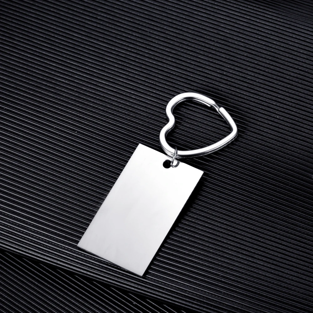 

Custom DIY Engrave Photo Keychain Geometric Heart Pendant Keychain Car Keyring Favorite Gift For Men Women 2021 New