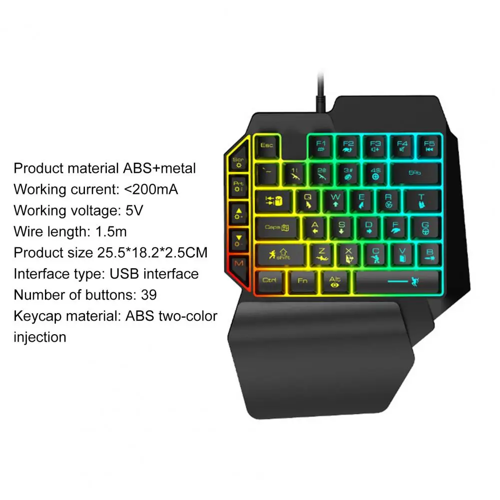 

K15 39 keys Single Handed Gaming Membrane keyboard Gaming Keyboard RGB One Handed Mechanical Gaming Keyboard for PC Laptop