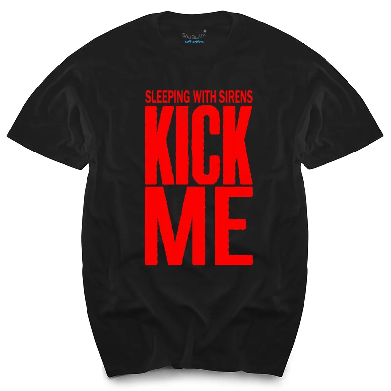 

Футболка мужская с надписью «Сон с сиренями», хлопковая тенниска с надписью Kick Me SWS, модная майка, красный цвет, на лето