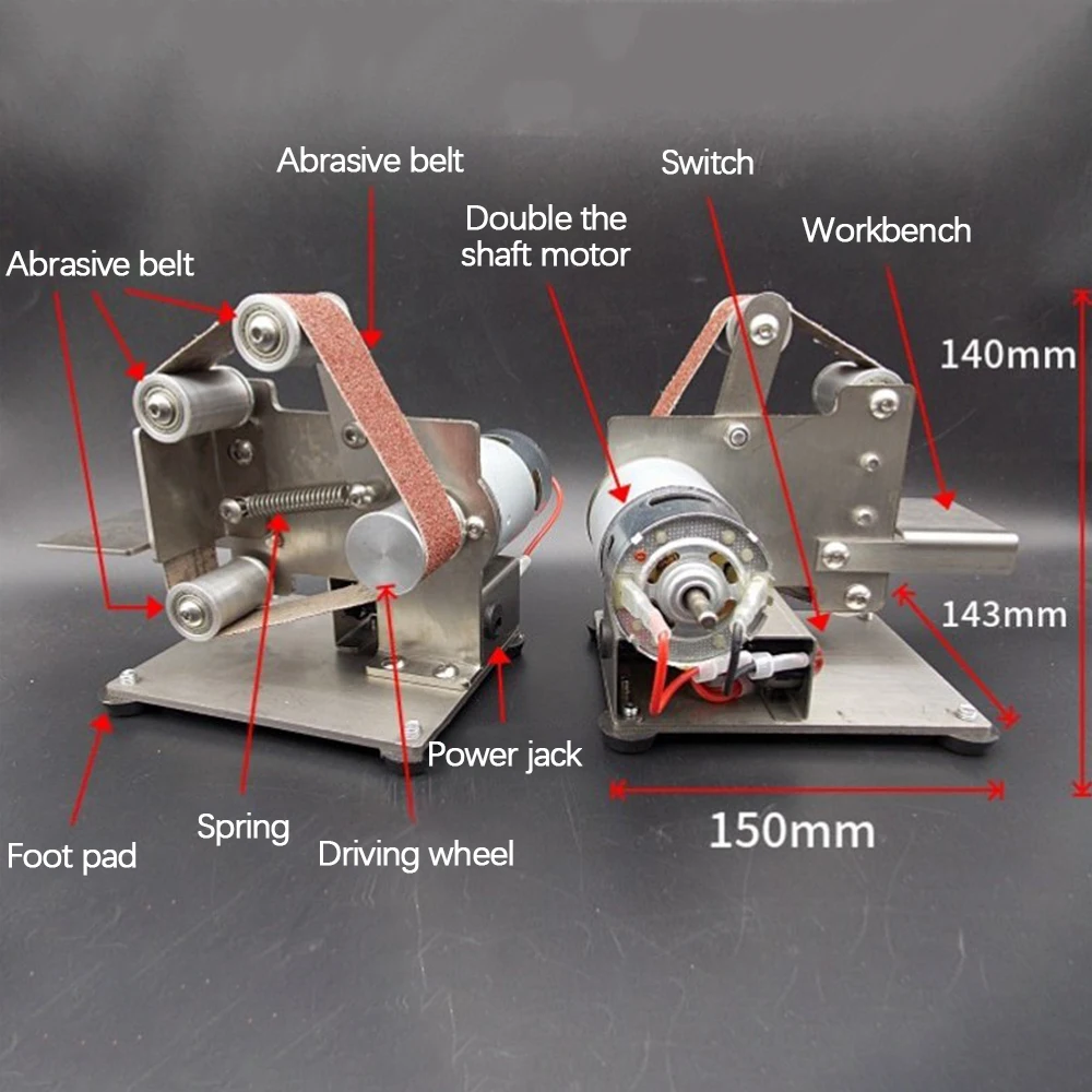 Электрическая ленточная мини-шлифовальная машинка из нержавеющей стали |