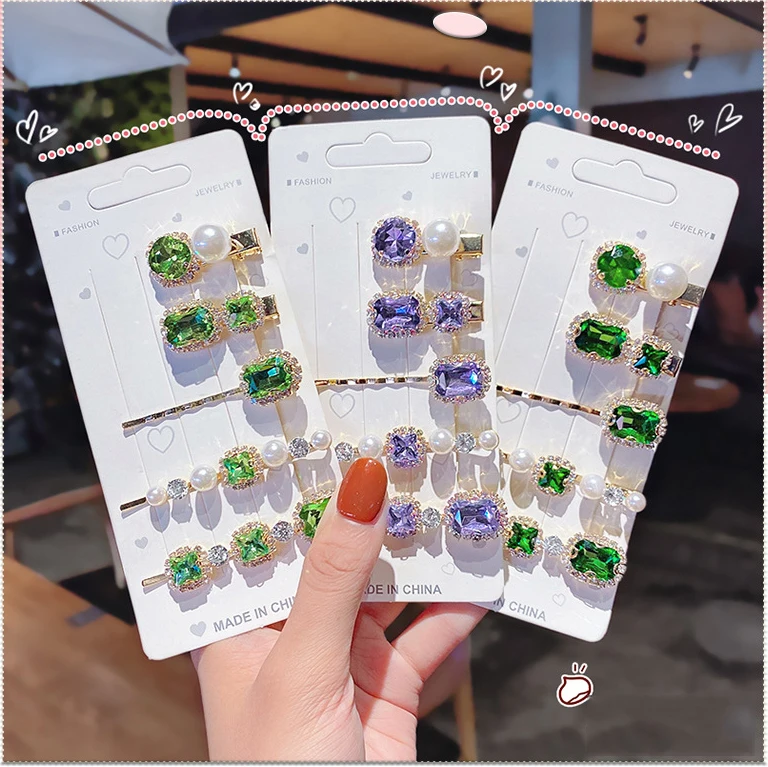 

5PCS Set Crystal Hair Clips for Women 2022 Fashion Luxury Hair Accessories Japan Simulation Pearl Barrette Pin For Girl Gift