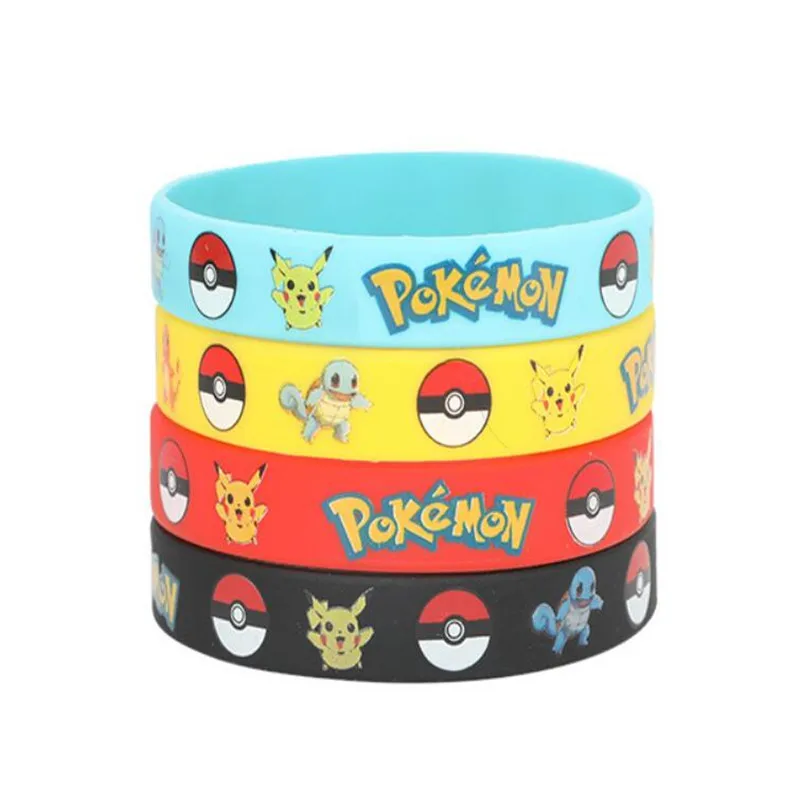

POKEMON Series Pet Elf Cute Pikachu Cartoon Pattern Silica Gel Wristband Bracelet Toys Anime Children Party Gifts