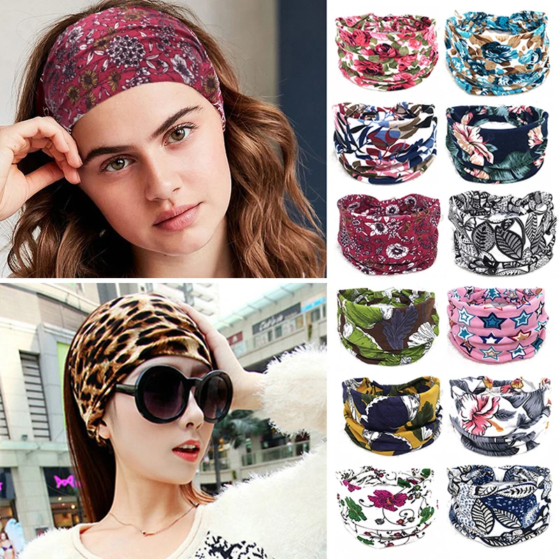 

1PC Wide Cotton Women Headpiece Stretch Hot Sale Turban Hair Accessories Yoga Knotted Hair Bands Headbands Wide Headwrap