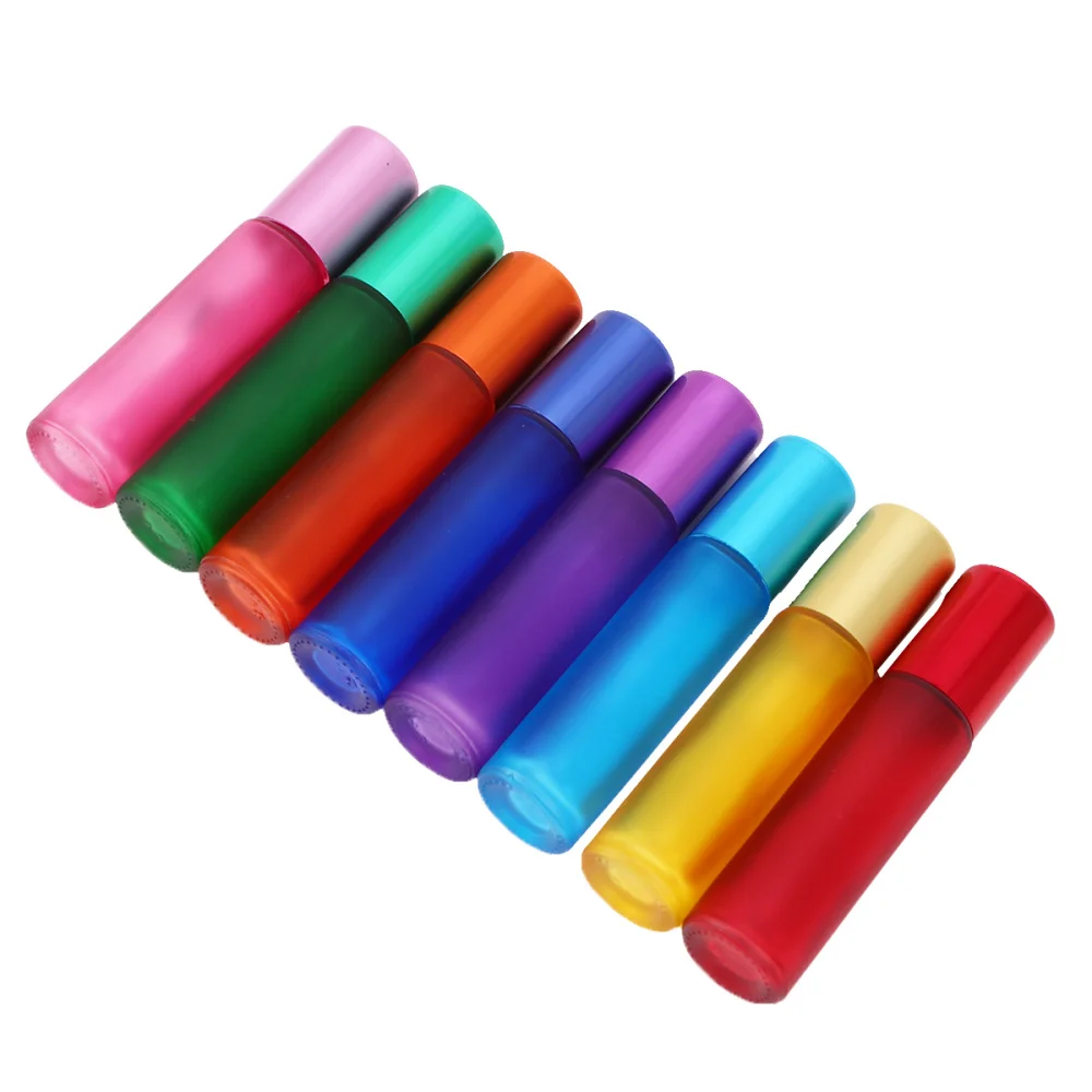 

8pcs Empty Roll-on Bottle Glass Steel Beads Cosmetic Bottle Subpacking Bottle Small Storage Bottle for Daily Use (10ml)