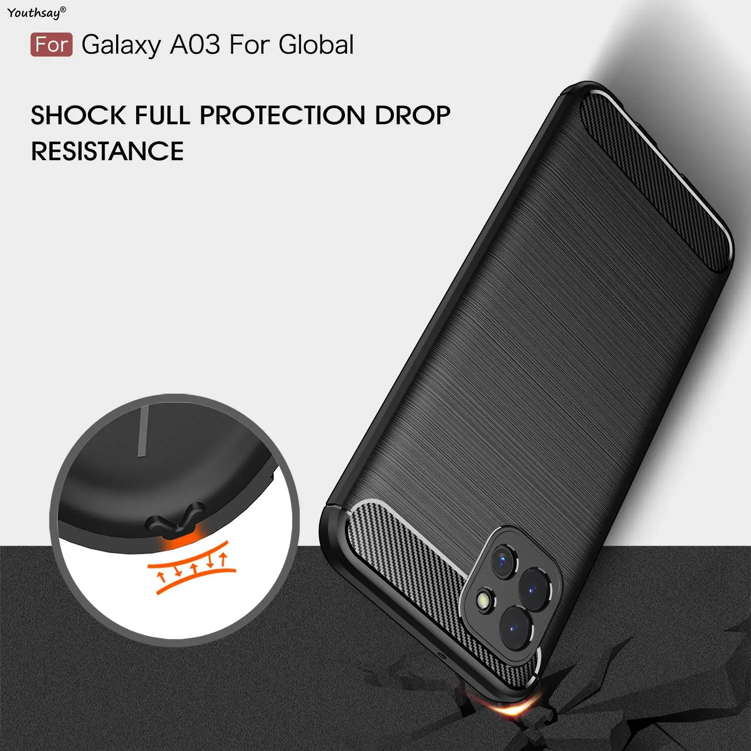 Carbon Fiber Bumper For Samsung Galaxy A03 Global Case For Samsung Galaxy A03 Global Coque Shockproof Protective Phone Cover