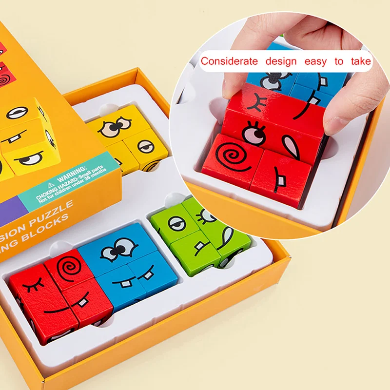 

Face-Changing Building Block Toy Educational Toys Montessori Educational Wooden Materials Toys Teaching Intelligence Puzzle Toy
