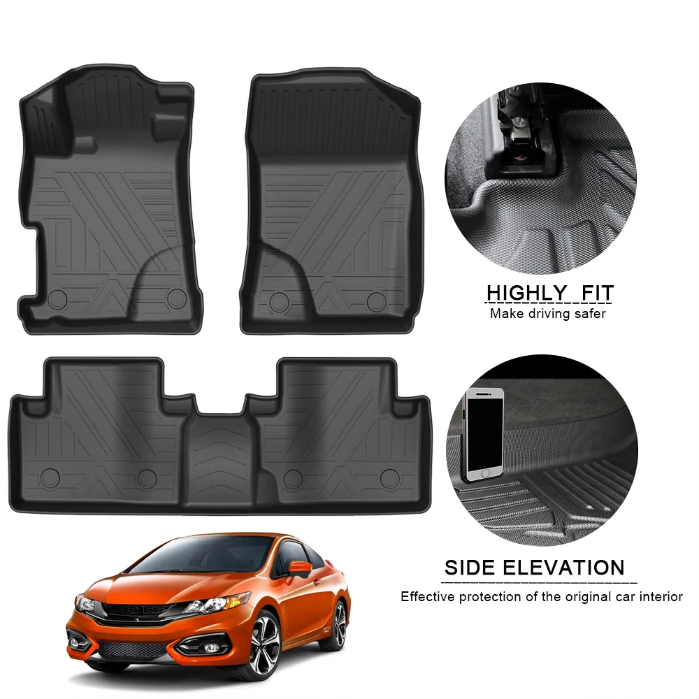 

Car Floor Mats For Honda Civic 2012-2015 TPE Auto Foot Pad Waterproof Non-slip Rubber Carpets Automobile Interior Accessories