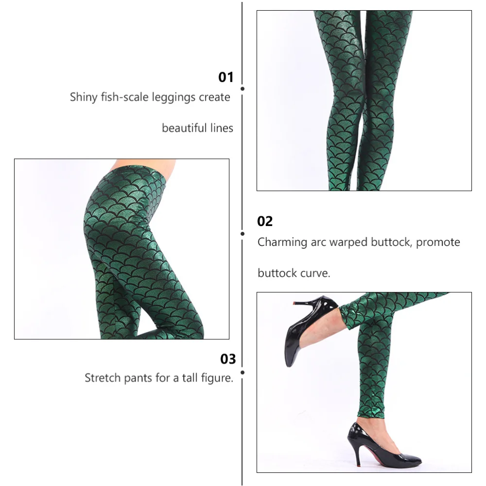 

1Pc Chic Sexy Leggings Fish Scale Leggings for Woman (S, Green)