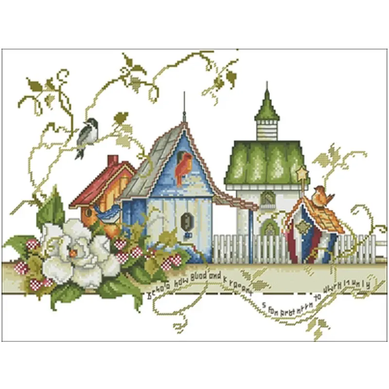 

Birdhouse in the garden patterns Counted Cross Stitch 11CT 14CT 18CT DIY Cross Stitch Kits Embroidery Needlework Sets home decor