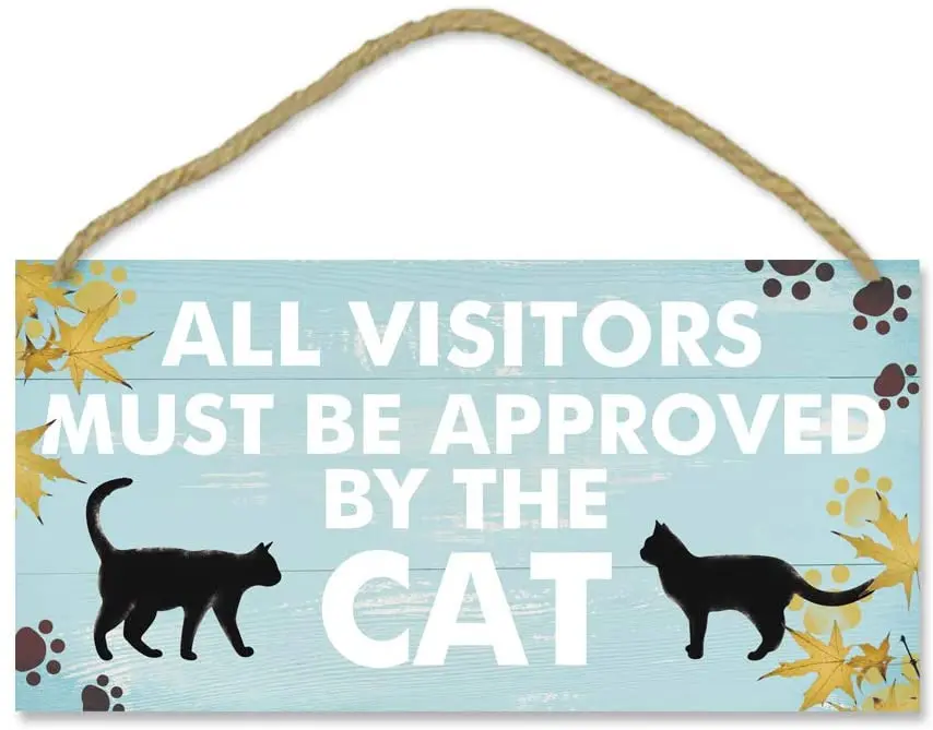 

Toarti fun cat pet lover wooden logo - 12.5x25cm. All visitors must obtain cat wooden plaque, wall hanging art, lovely cat