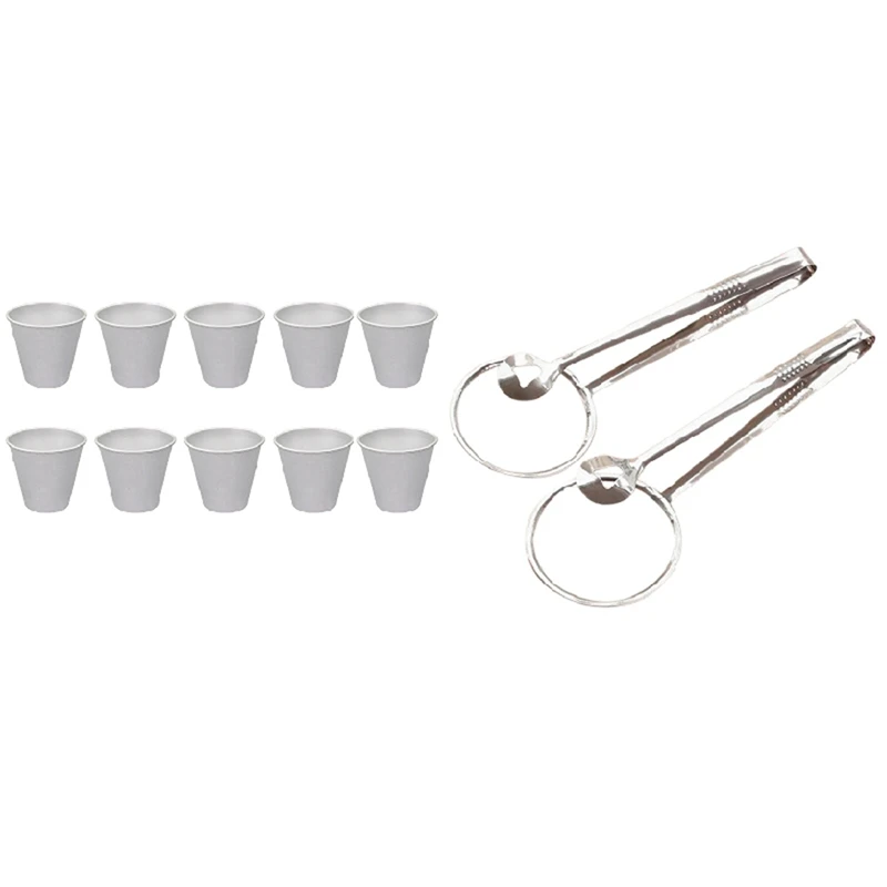 

2 Pcs Filter Spoon With Clip Colander Oil-Frying Fried Food Clip & 10 Pcs Baking Moulds Western Cup Pudding Mould