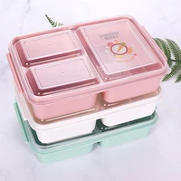 fashion square lunch box plastic divided plate japanese picnic travel food container cajas almacenaje home decoration ec50fh
