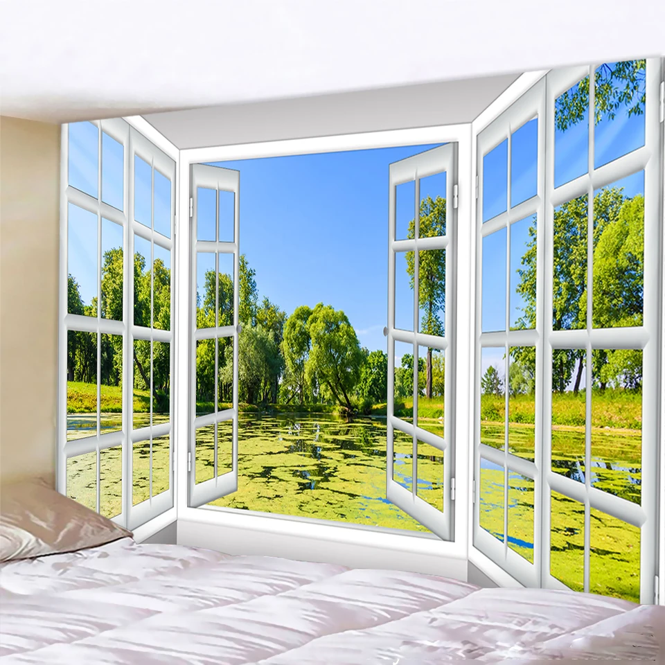 Красивый фон с глубоким лесом тканевый гобелен ведро настенный подвесной матрас