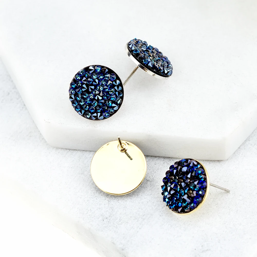 Фото Круглые серьги-гвоздики с кристаллами Swarovski №3