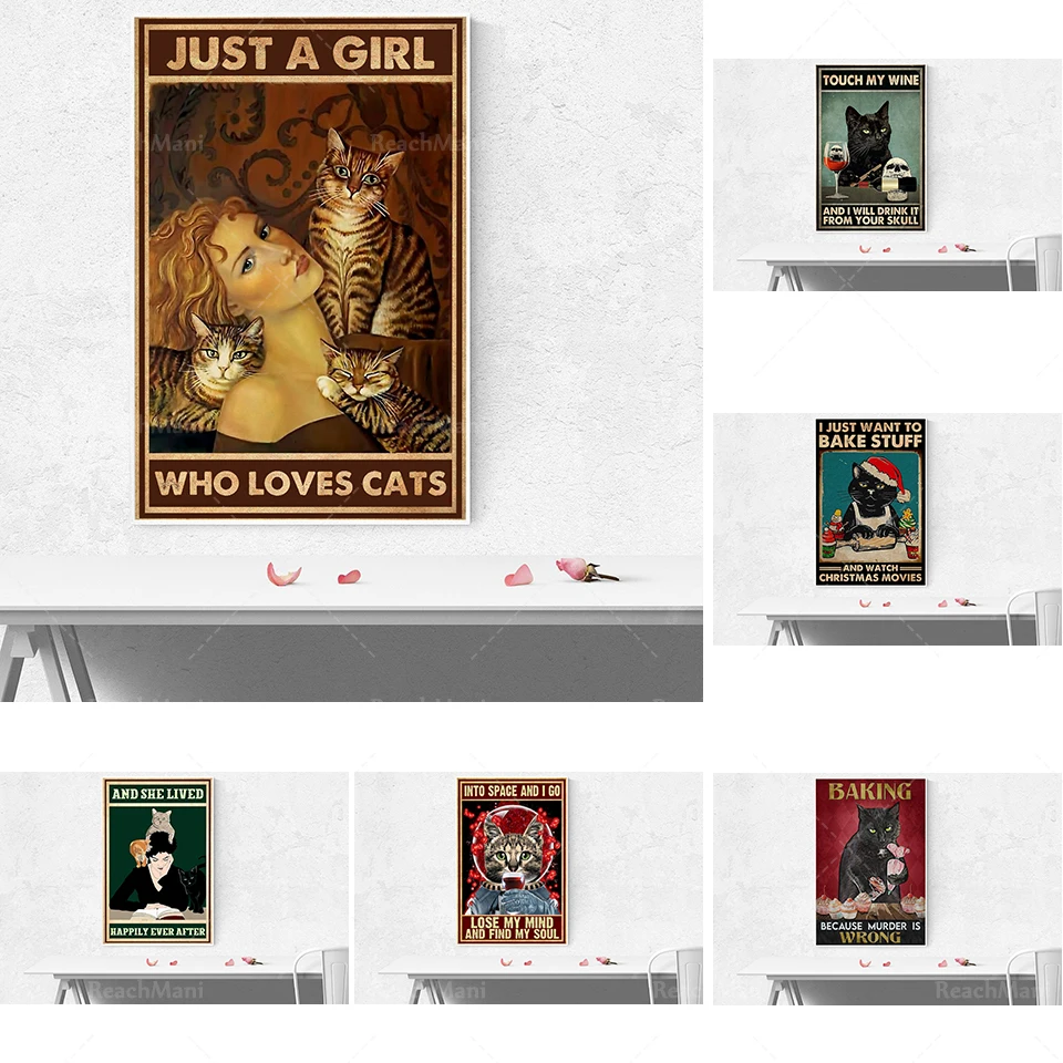 

Cat love poster, gift for mother cat, cat poster, gift for cat lover, funny kitten print, vintage cat art, sign of home