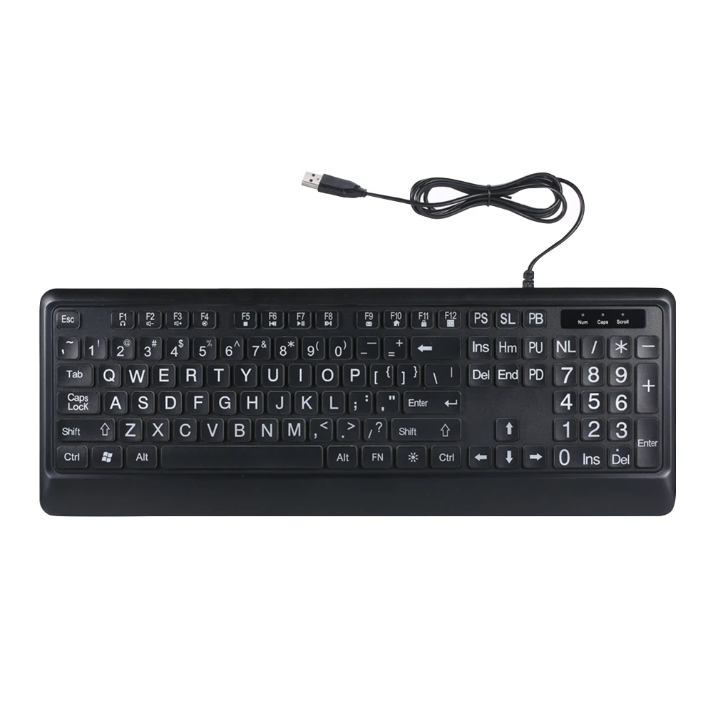 

Tri-Color Backlit USB Interface Large Print Wired Keyboard