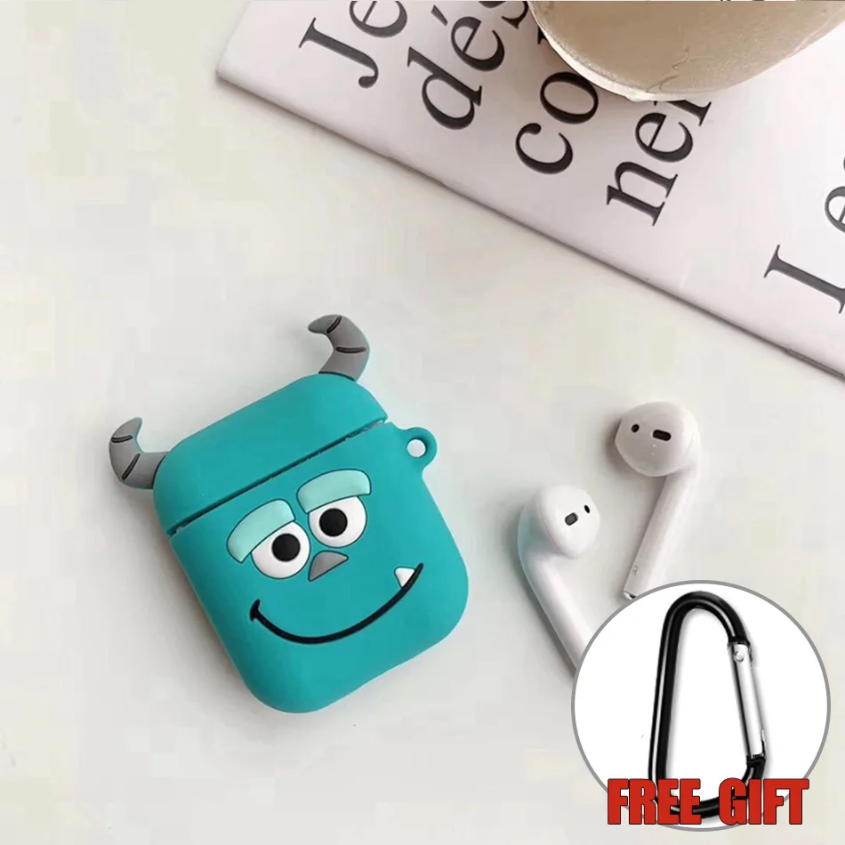 Sullivan Чехол для AirPods с мультяшным рисунком, чехол для наушников для Apple Airpods 2, чехол для зарядки, защитные аксессуары, крючок карабина - Цвет: Sullivan