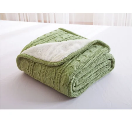

Hot 100% Cotton High quality Sheep velvet Blankets Winter warmth Knitted wool blanket Sofa/Bed cover quilt Knitted blanket