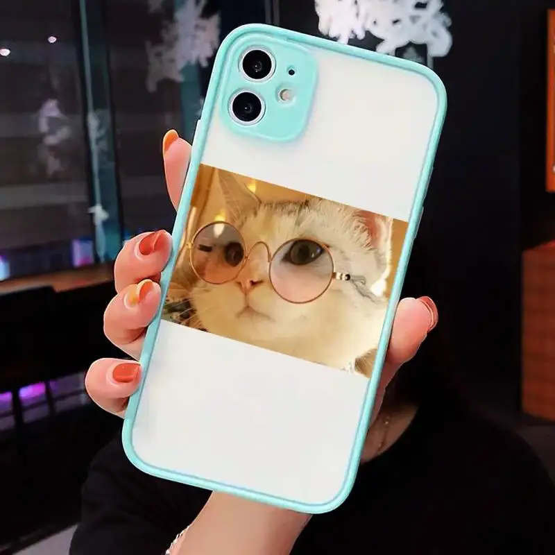 

Cute animal cat dog Phone Cases Matte Transparent for iPhone 7 8 11 12 s mini pro X XS XR MAX Plus cover funda