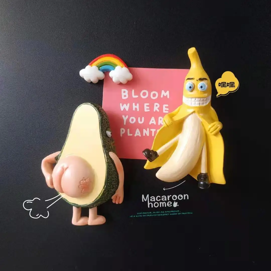 

Cartoon Funny Fridge Magnet 3D Creative Banana Message Board Magnetic Fruit Refrigerator Stickers Kitchen Decoration Accessories