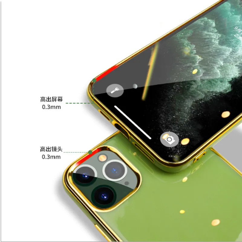Чехол для iPhone 11 Pro Max SE 2020 X XS MAX XR 6D Гальванизированный золотой чехол с резьбой 6 6s 7 8