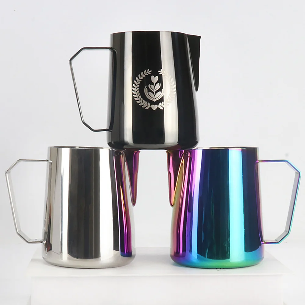 

1PC 600ML Stainless Steel Garland Cylinder Milk Froth Pot Sharp Mouth Steamer Espresso Mocha Macchiato Fancy Garland Equipment