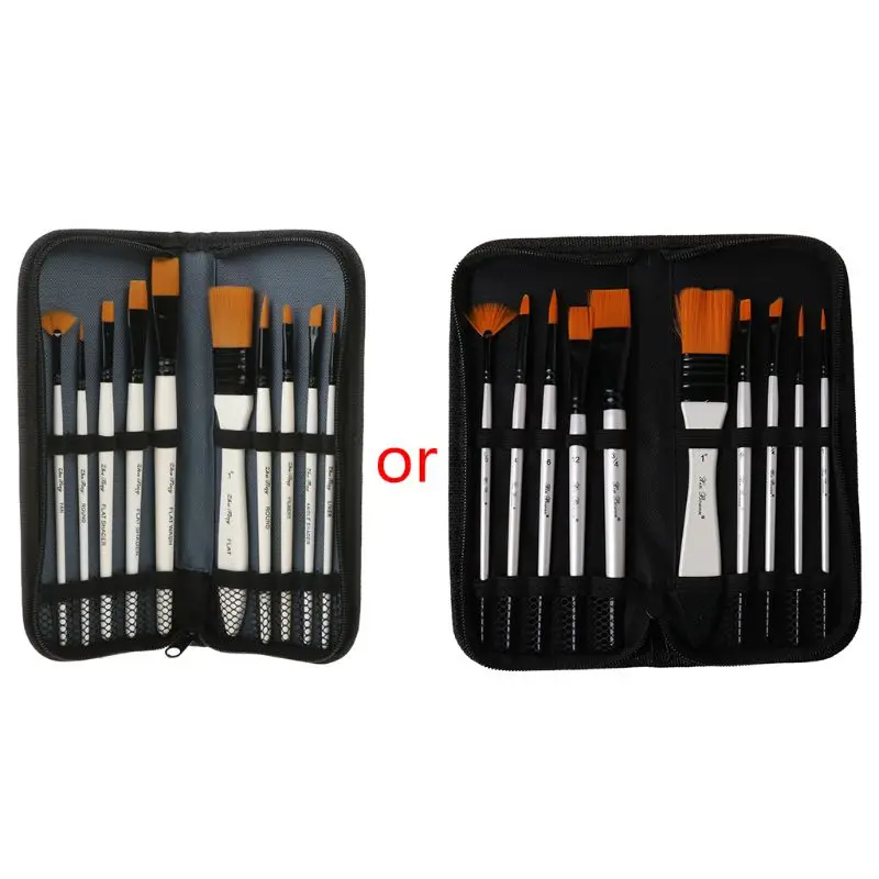 

10Pcs Nylon Hair Art Painting Brushes Set Acrylic Oil Watercolor Artists Paint Brush Set Drawing Supplies Dropshipping