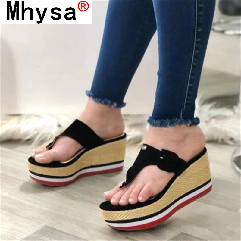 

Summer Women's Sandals 2021 New Fashion High-Heeled Platforms Casual Wedges Sandals Retro Outdoor Comfortable Flip Flops Slipper