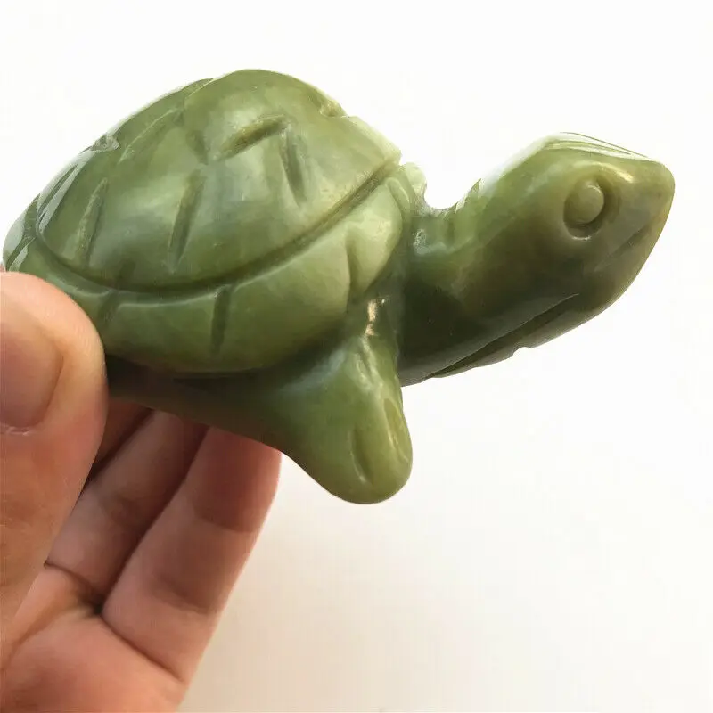 

Drop Shipping 1pc 80mm Natural Stone Jade Crystal Handmade Carved Tortoise Green Jade Turtle Gifts Natural Stones and Crystals