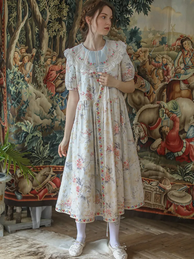 Женское винтажное платье-кардиган Длинное свободное элегантное платье из 100%