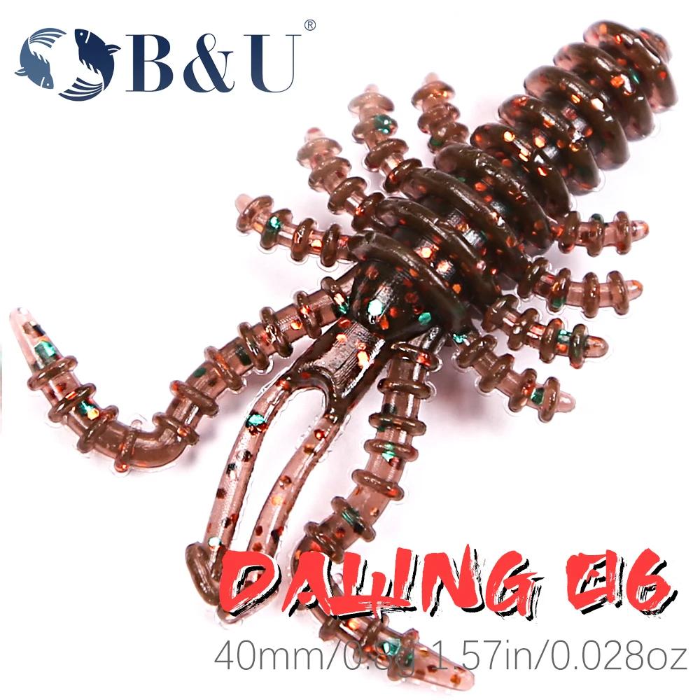 

B&U Crazy Craws Fishing Lures Shrimp Scent 40mm Soft Lure Fishing Lures Soft Silicone Baits Bass Peche Gear Fishing Tackle